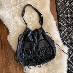 Leather lucky brand tassel bag